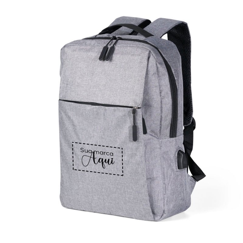 Mochila Notebook de Nylon USB 21L Personalizada